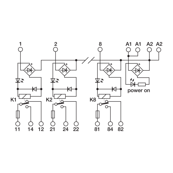 Cabur XR081U24F Electromechanical relay modules multi-channel with fuses